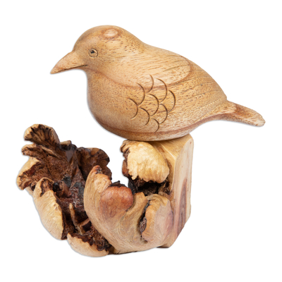 Holzskulptur - Handgefertigte Vogelskulptur aus Jempinis und Benalu-Holz