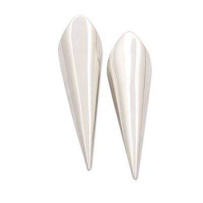 Sterling silver drop earrings, 'Avant-Garde Claws' - Modern Polished Cone-Shaped Sterling Silver Drop Earrings