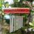 Windspiel aus Bambus - Rotes Bambus-Windspiel mit neun Aluminiumrohren aus Bali