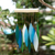 Wood and glass wind chime, 'Rhythm of Life' - Glass and Wood Wind Chime in Blue Teal Green and White