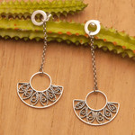 Sterling silver dangle earrings, 'Gorgeous Glam' - Fan-Inspired Openwork Sterling Silver Dangle Earrings