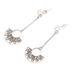 Sterling silver dangle earrings, 'Gorgeous Glam' - Fan-Inspired Openwork Sterling Silver Dangle Earrings