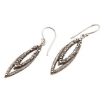 Sterling silver dangle earrings, 'Bali Chic' - Textured Oxidized Sterling Silver Dangle Earrings from Bali