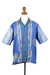 Men's cotton batik shirt, 'Coast of Bali' - Men's Short-Sleeved Batik Cotton Shirt with Coconut Buttons