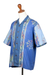 Men's cotton batik shirt, 'Coast of Bali' - Men's Short-Sleeved Batik Cotton Shirt with Coconut Buttons