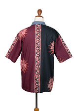 Men's cotton batik shirt, 'Sunshine in Ubud' - Men's Short-Sleeved Batik Cotton Button Shirt from Bali