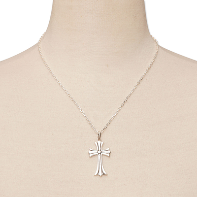 Halskette mit Anhänger aus Sterlingsilber, „Kreuz der Vitalität“ – Halskette mit Kreuzanhänger aus poliertem Sterlingsilber aus Bali