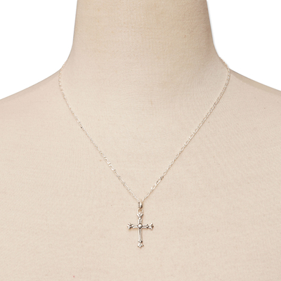Halskette mit Anhänger aus Sterlingsilber, „Kreuz des Göttlichen“ – Klassische Halskette mit Kreuzanhänger aus Sterlingsilber aus Bali