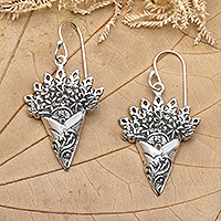 Sterling silver dangle earrings, 'Kuangen Offerings' - Traditional Kuangen-Shaped Sterling Silver Dangle Earrings
