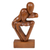 Wood sculpture, 'Sweet Couple' - Modern Hand-Carved Suar Wood Sculpture of Abstract Couple