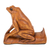 Wood phone stand, 'Pensive Frog' - Balinese Handcrafted Frog-Themed Jempinis Wood Phone Stand