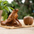 Wood phone stand, 'Pensive Frog' - Balinese Handcrafted Frog-Themed Jempinis Wood Phone Stand