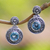 Pendientes colgantes de topacio azul - Pendientes colgantes clásicos con topacio azul de cinco quilates en forma de gong