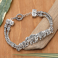 Sterling silver pendant bracelet, 'Regal Parade'
