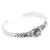 Larimar cuff bracelet, 'Flower of Eternity' - Larimar Sterling Silver Floral-Themed Cuff Bracelet