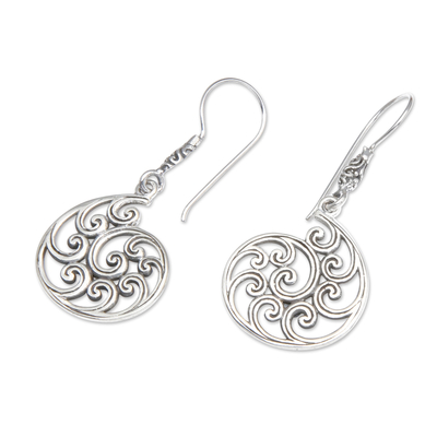 Sterling silver dangle earrings, 'Paradisial Snail' - Classic Snail-Shaped Sterling Silver Dangle Earrings
