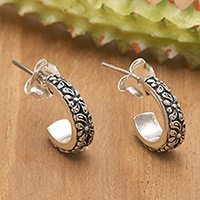 Sterling silver half-hoop earrings, 'Paradisial Nimbus'