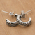 Sterling silver half-hoop earrings, 'Paradisial Nimbus' - Classic Flower-Themed Sterling Silver Half-Hoop Earrings