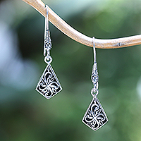 Sterling silver dangle earrings, 'Kite Glam' - Kite-Inspired Sterling Silver Dangle Earrings from Bali
