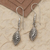Sterling silver dangle earrings, 'Leafy Aura' - Leaf-Inspired Sterling Silver Dangle Earrings from Bali
