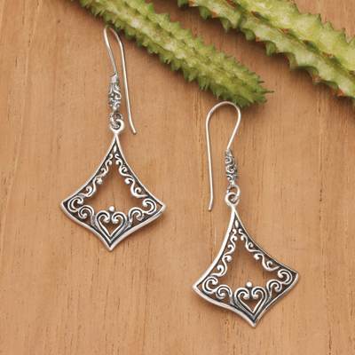 Sterling silver dangle earrings, 'Ethereal Glow' - Sterling Silver Dangle Earrings with Swirl Accents from Bali