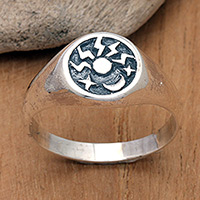 Men's sterling silver signet ring, 'Atmosphere Vibes' - Men's Universe-Themed Sterling Silver Signet Ring