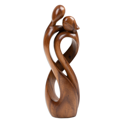 Escultura en madera - Romántica escultura artesanal semiabstracta en madera de suar.