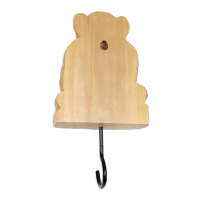 Wood coat hanger, 'Ape Style' - Monkey-Shaped Hand-Carved Hibiscus Wood Coat Hanger