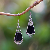 Sterling silver dangle earrings, 'Triumphant Lady' - Classic Balinese Sterling Silver Dangle Earrings