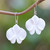 Hand-carved dangle earrings, 'Snowy Orchid' - Hand-Carved Orchid Bloom-Shaped Dangle Earrings (image 2) thumbail