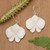 Hand-carved dangle earrings, 'Snowy Orchid' - Hand-Carved Orchid Bloom-Shaped Dangle Earrings (image 2b) thumbail