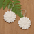 Hand-carved dangle earrings, 'Snowy Sunflower' - Hand-Carved Sunflower-Shaped Dangle Earrings (image 2b) thumbail