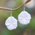 Hand-carved dangle earrings, 'Snowy Plumeria' - Hand-Carved Plumeria Bloom-Shaped Dangle Earrings