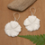 Hand-carved dangle earrings, 'Snowy Plumeria' - Hand-Carved Plumeria Bloom-Shaped Dangle Earrings