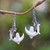 Pendientes colgantes granate - Pendientes colgantes de granate natural con temática de luna y búho de Bali