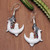 Pendientes colgantes granate - Pendientes colgantes de granate natural con temática de luna y búho de Bali