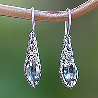 Blue topaz drop earrings, 'Fantastic Nest' - Silver Drop Earrings with Faceted Blue Topaz Gemstones