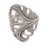Sterling silver cocktail ring, 'Summer Palm' - Classic Oxidized and Polished Sterling Silver Cocktail Ring