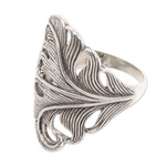 Sterling silver cocktail ring, 'Summer Palm' - Classic Oxidized and Polished Sterling Silver Cocktail Ring