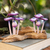 Wood sculpture, 'Purple Tropic' - Handcrafted Nature-Themed Purple Mushroom Wood Sculpture