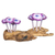 Wood sculpture, 'Purple Tropic' - Handcrafted Nature-Themed Purple Mushroom Wood Sculpture