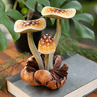 Escultura de madera, 'Amanita gigante' - Escultura de madera hecha a mano con temática natural de hongo Amanita
