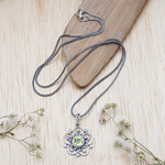 Peridot pendant necklace, 'Wondrous Spring' - Spring-Themed Floral Natural Peridot Pendant Necklace