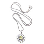 Peridot pendant necklace, 'Wondrous Spring' - Spring-Themed Floral Natural Peridot Pendant Necklace