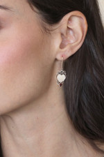 Garnet dangle earrings, 'Valentine Sensations' - Floral Heart-Shaped Natural Garnet Dangle Earrings from Bali