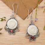 Garnet dangle earrings, 'Duchess in Love' - Rose-Shaped Faceted Natural Garnet Dangle Earrings
