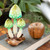 Wood sculpture, 'Harmonious Forest' - Green Mushroom-Themed Jempinis and Benalu Wood Sculpture
