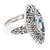 Anillo de cóctel con topacio azul - Anillo de cóctel de plata con topacio azul y detalles calados