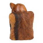 Wood sculpture, 'Curious Orangutan' - Signed Suar Wood Orangutan Sculpture Hand-Carved in Bali