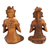 Wood sculptures, 'Beautiful Balinese Couple' (pair) - Two Hand-Carved Meditating Balinese Couple Wood Sculptures